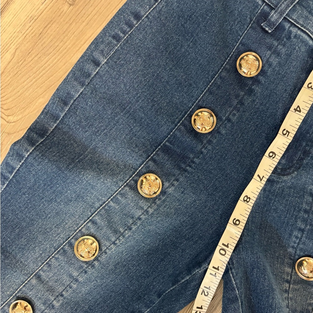 VENUS Dark Blue Straight Leg Jeans with Gold Button Detail Size 6 NWOT - Picture 6 of 9
